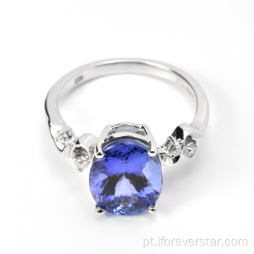 Tanzanite Valor Sterling Silver S925 Anel Jóias